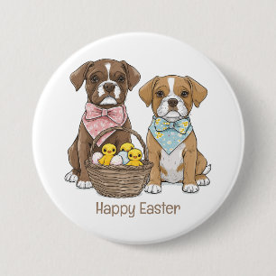 Happy Easter Boxer Dogs 3 Inch Round Button
