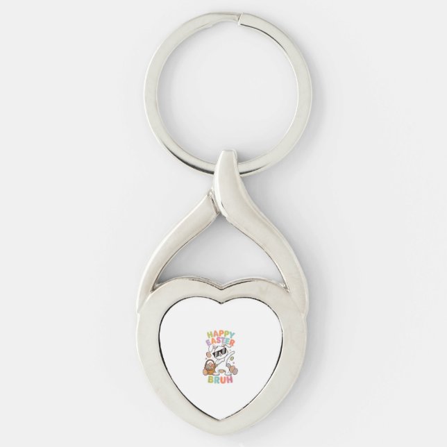 Happy Easter Bruh Boys Kids Teen Men Dabbing Bunny Keychain (Front)