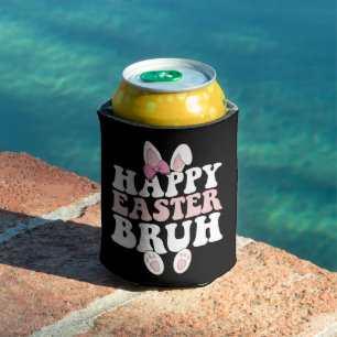 Happy Easter Bruh Bro Bunny Egg Hunt Groovy Retro Can Cooler