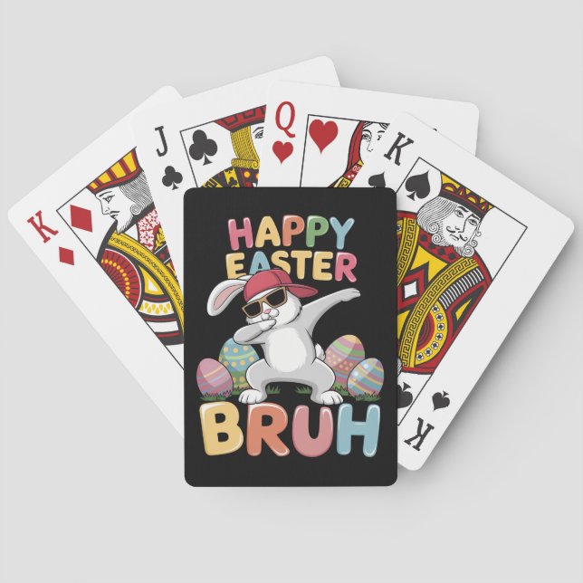 Happy Easter Bruh Bro Funny Dabbing Bunny Rabbit Playing Cards (Back)