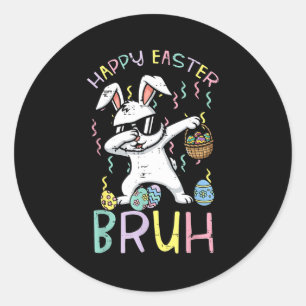 Happy easter bruh bunny dab cool rabbit meme boys classic round sticker