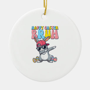 Happy Easter Bruh Bunny Dab Rabbit Dance Boys Kids Ceramic Ornament