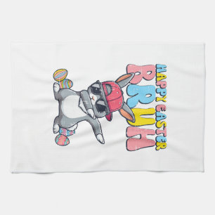 Happy Easter Bruh Bunny Dab Rabbit Dance Boys Kids Kitchen Towel
