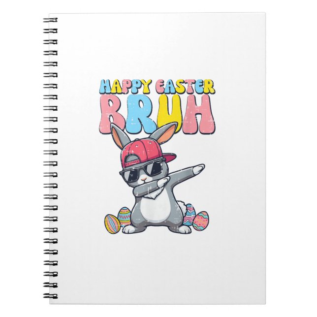 Happy Easter Bruh Bunny Dab Rabbit Dance Boys Kids Notebook (Front)