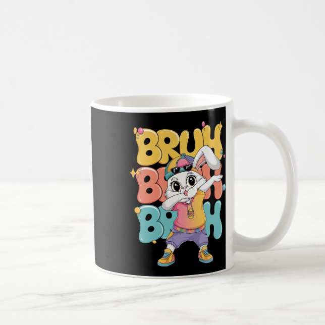 Happy Easter Bruh Bunny Dabbing Tee  Coffee Mug (Right)