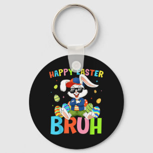 Happy Easter Bruh Bunny for Kids Boys Girls Women Keychain