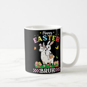 Happy Easter Bruh Cute Llama Bunny Ears Basket Egg Coffee Mug