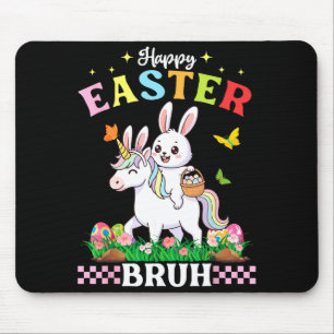 Happy Easter Bruh Cute Unicorn Bunny Ears Basket E Mouse Pad