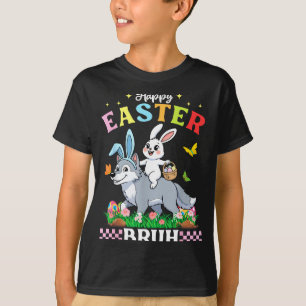 Happy Easter Bruh Cute Wolf Bunny Ears Basket Egg T-Shirt