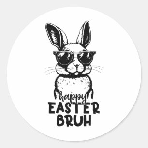 Happy Easter Bruh Funny Bunny Rabbit Easter Kids B Classic Round Sticker