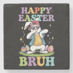 Happy Easter Bruh Funny Dabbing Bunny Rabbit Bro Stone Coaster