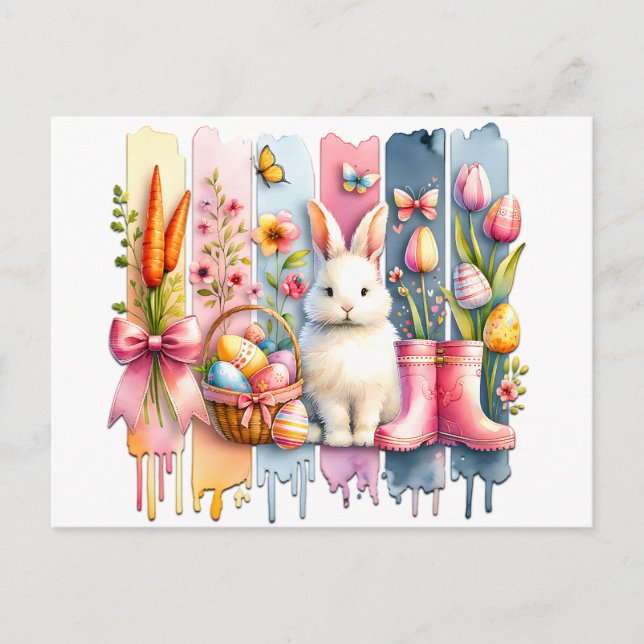 Happy Easter Brush Stroke  Postcard (Front)