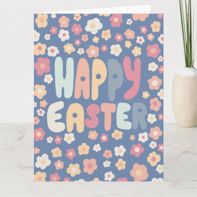 HAPPY EASTER Bubble Letters Colourful Spring CUSTO Card (Front)