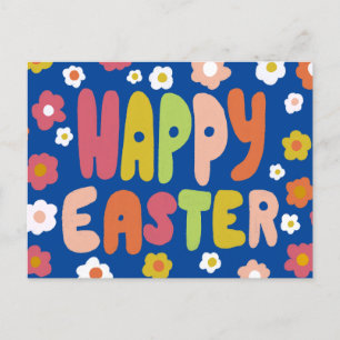 HAPPY EASTER Bubble Letters Colourful Spring CUSTO Postcard