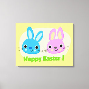 "HAPPY EASTER" BUNNIES  CANVAS PRINT