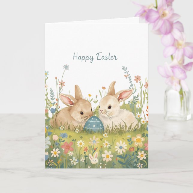 Happy easter bunnies card (Orchid)