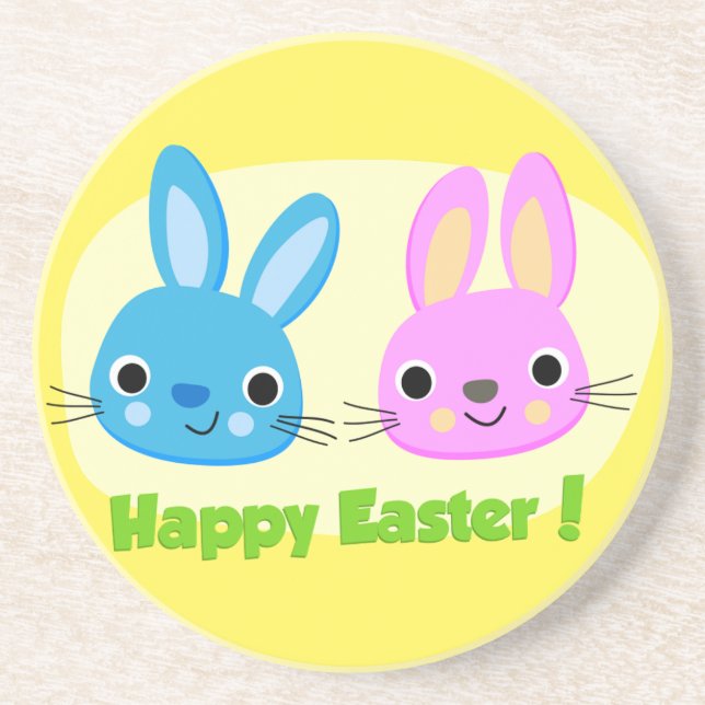 "HAPPY EASTER" BUNNIES  COASTER (Front)
