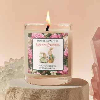 Happy Easter Bunnies Custom Candle Label
