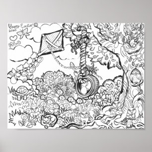 Happy Easter Bunnies Egg Hunt Art Print