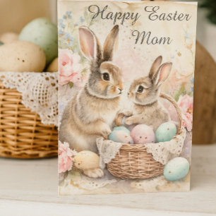 Happy Easter Bunnies For Mom Holiday  Card
