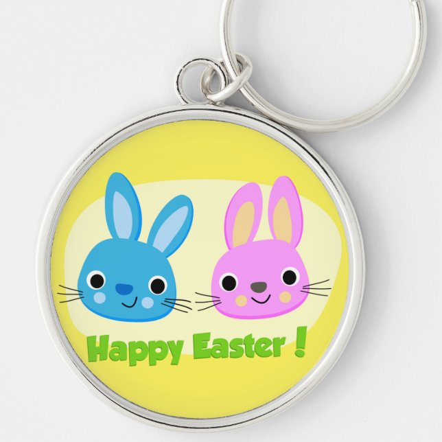 "HAPPY EASTER" BUNNIES KEYCHAIN (Front)