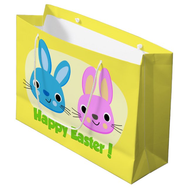 "HAPPY EASTER" BUNNIES  LARGE GIFT BAG (Front Angled)