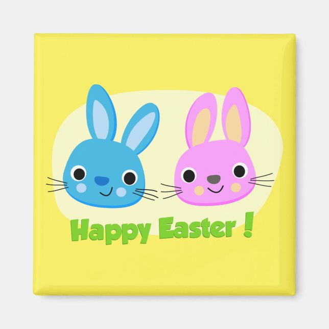 "HAPPY EASTER" BUNNIES  MAGNET (Front)