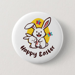 Happy Easter Bunnies (on light colours) 2 Inch Round Button