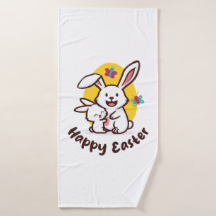 Happy Easter Bunnies (on light colours) Bath Towel