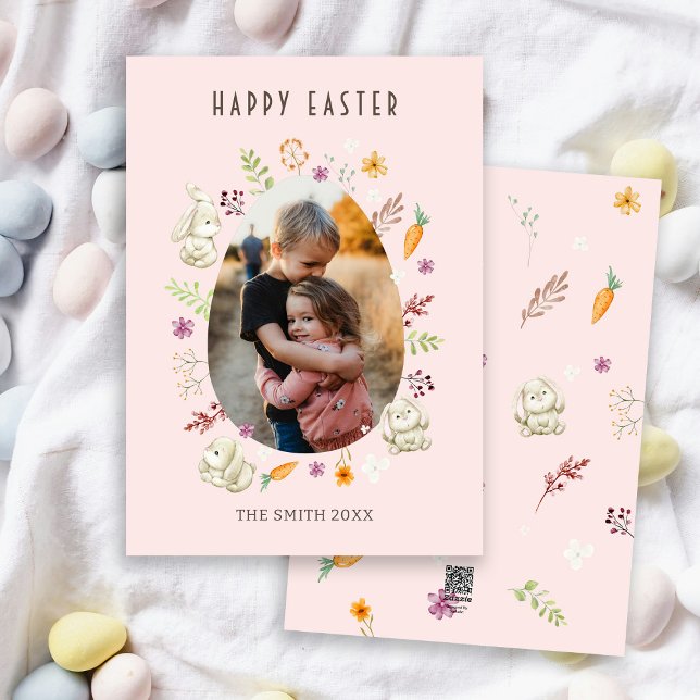 Happy Easter Bunnies Photo Holiday Card (Creator Uploaded)