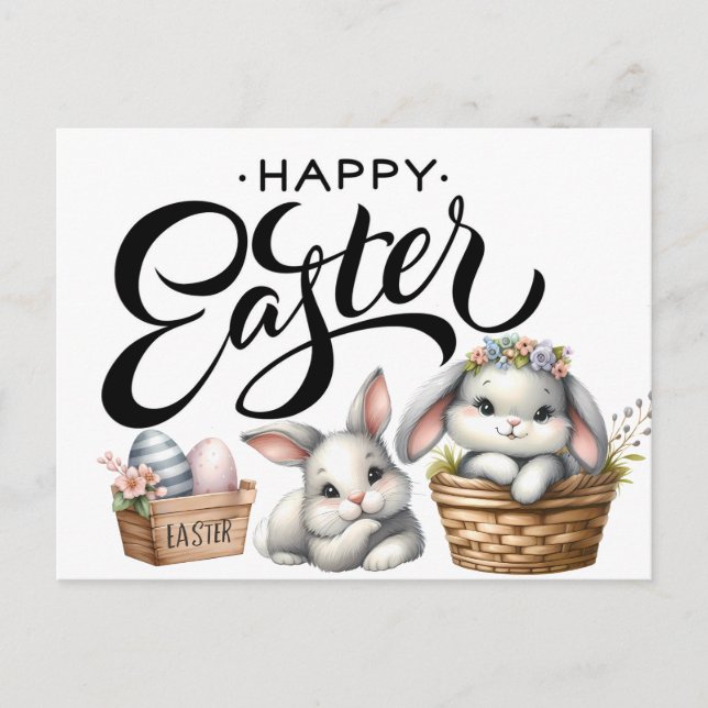 Happy Easter Bunnies  Postcard (Front)