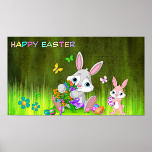 Happy Easter Bunnies Poster
