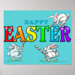 Happy Easter Bunnies Poster