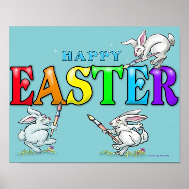Happy Easter Bunnies Poster (Front)