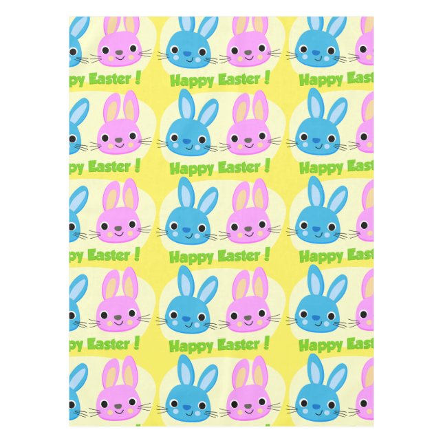 "HAPPY EASTER" BUNNIES  TABLECLOTH (Front)