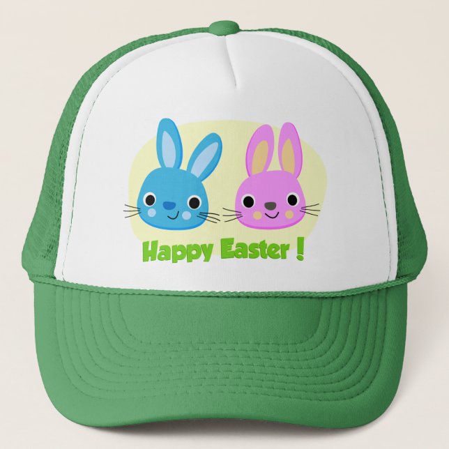 "HAPPY EASTER" BUNNIES  TRUCKER HAT (Front)