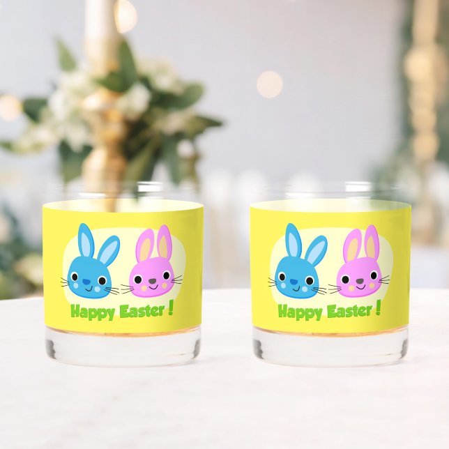"HAPPY EASTER" BUNNIES  WHISKEY GLASS (Insitu (Wedding))
