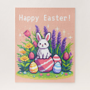 Happy Easter bunny 8 bit pixel art Jigsaw Puzzle