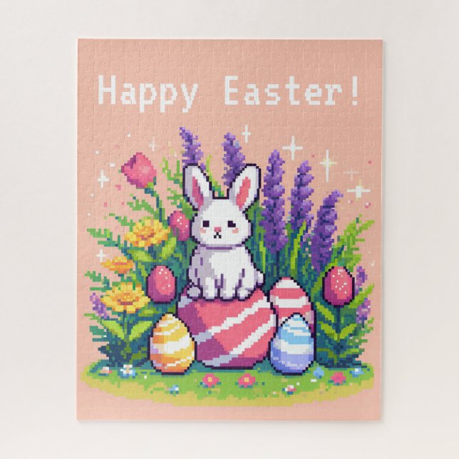 Happy Easter bunny 8 bit pixel art Jigsaw Puzzle (Vertical)