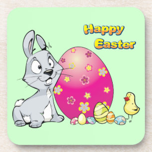 Happy Easter Bunny and Baby Chick Coaster