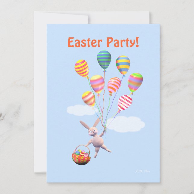 Happy Easter Bunny and Balloons Party Invitation (Front)