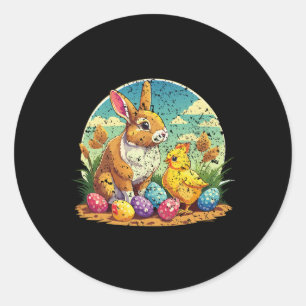 Happy Easter Bunny And Chick – Cute Pastel Egg Hun Classic Round Sticker