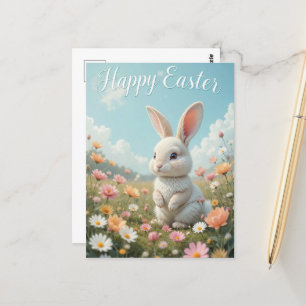 Happy Easter Bunny and Colourful Eggs  Postcard