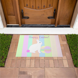 Happy Easter Bunny and Eggs Doormat