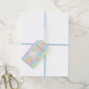 Happy Easter Bunny and Eggs Gift Tags