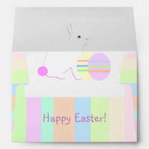 Happy Easter Bunny and Eggs on Stripes  Envelope