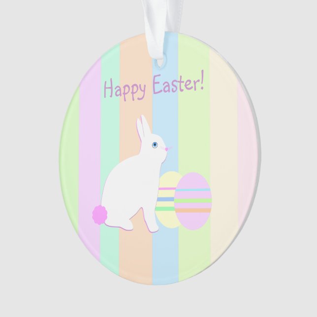 Happy Easter Bunny and Eggs Ornament (Front)