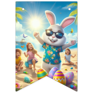 Happy Easter!! Bunny and Text  Bunting Flags