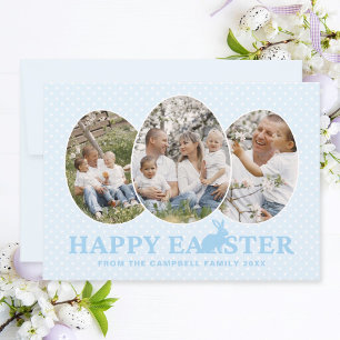 Happy Easter Bunny Baby Blue Photo Collage Eggs Holiday Card