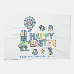 Happy Easter Bunny Balloon – Cute Personalized Kitchen Towel